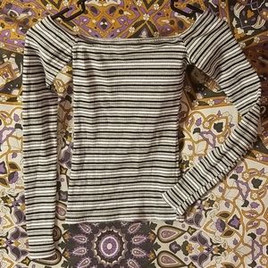 Cold Shoulder Long Sleeve Striped Top